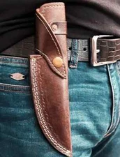 Custom Handmade Fixed blade Genuine Leather Sheath Knife Holster vertical Knife
