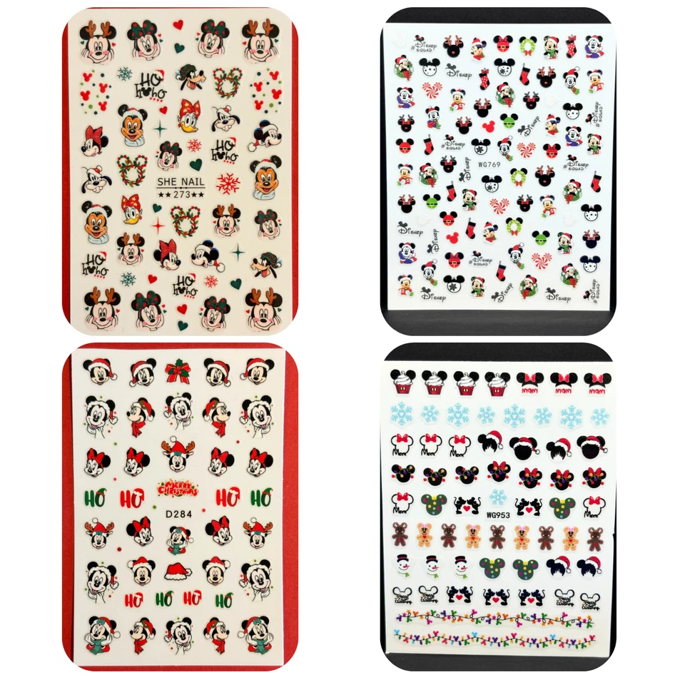 Disney Inspired Nail Art Stickers Decals - Mickey & Friends Christmas Designs