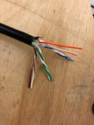 25' West Penn Wire 4245OSPBK 24 AWG 4 Pair CAT 5E Cable