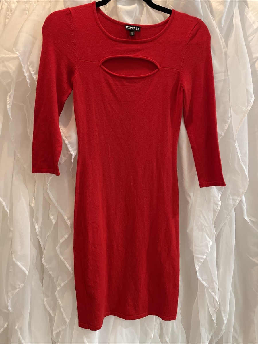 red sweater dress express Express scalloped red sweater dress - BNWT - Size XL
