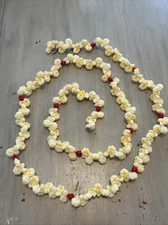 Vtg Blowmold Popcorn Cranberry Berry Retro Christmas Garland 6 Ft