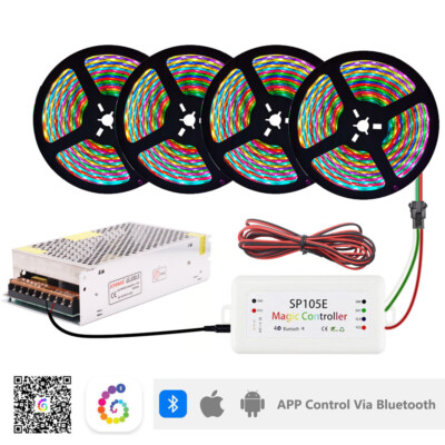 WS2812B Individually Addressable Smart RGB Led Strip Light SP105E Transformer Ki