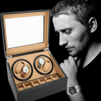 Automatic Watch Winder Box Display PU Leather Storage Case 4+6 Rotation Box Gift