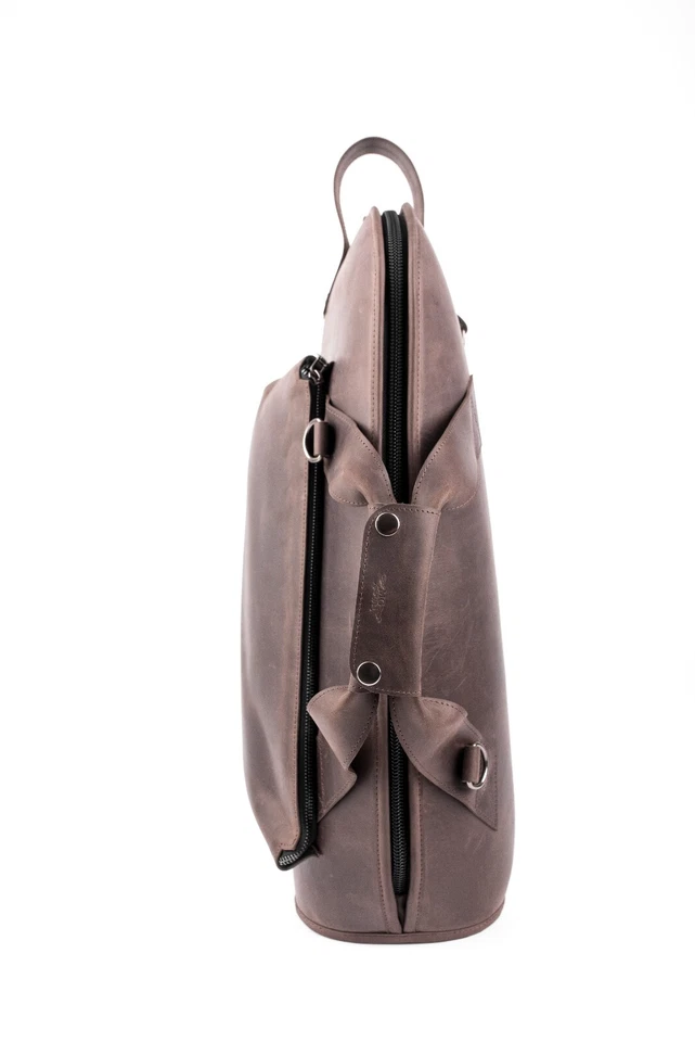 Сумка Flugelhorn из натуральной кожи от MG Leather Work Crazy horse кожа темно-коричневая - Изображение 2 из 4