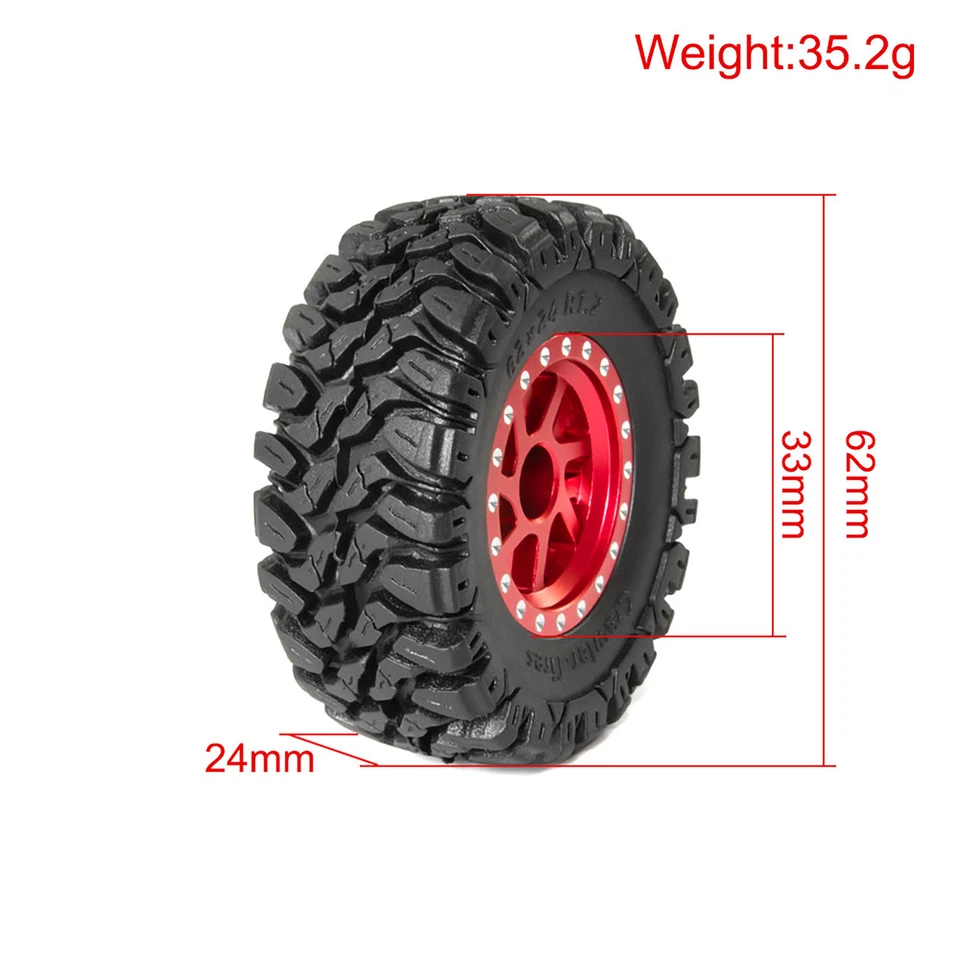62mm Crawler-Reifen mit Adapter für Traxxas 1/18 TRX4M 1/24 FMS RC Auto (4Stück) - Bild 3 von 4