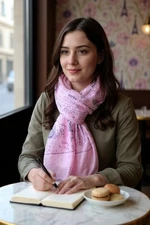 Happy Days Souveniers Cheche Paris Themed Baby Rose Pink Long Scarf 74x36 in.