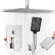 Shower System Modern Rain 8 inches Brass Faucet Set With Valve and Diverter S...