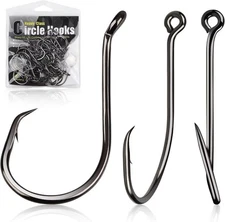 Dovesun 8/0 Offset Circle Hooks - 50PCS High Carbon Steel Fishing Hooks for Bass