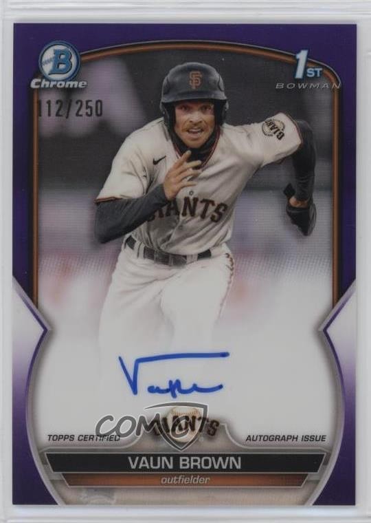 2023 Bowman Chrome Prospect Purple Refractor /250 Vaun Brown #CPA-VB Auto 06qf