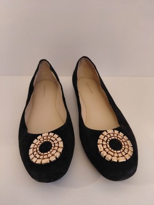Alex Marie Black Suede Ballet Flats w/Gold Detail Size 9M