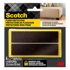 Scotch 1 in x 4 in Brown Rectangle Felt Furniture Pads 6-Pack