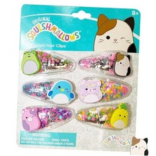 Hair Accessories: 6pc Cute Squish Hair Clips with Favorite Multicolor 6