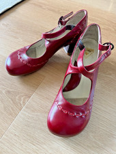 John Fluevog Operetta Malibran Mary Jane Heels 8.5 Wine Red Leather Portugal