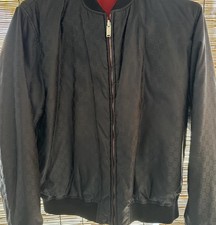 Gucci Reversible Bomber Jacket Red Black Monogram Logo Zip Men's L 