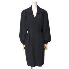 Womens Christian Dior Christian Dior Vintage Dress Size 9 Long Wrap Logo Embroi