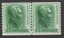 US #1225a MNH Line Pair 1966 Andrew Jackson Coil. Tagged