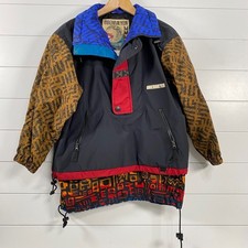 Obermeyer Kids Youth Boys Vintage Geometric Anorak M Multicolor 1/4 Zip 80s 90s