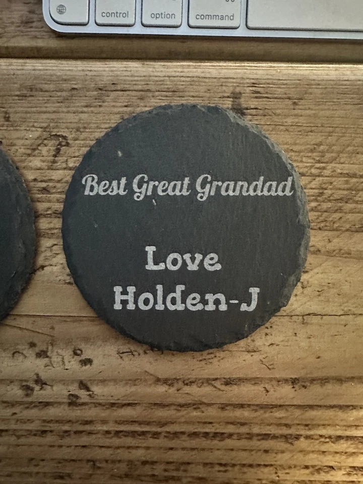 Personalised Engraved Square Slate Coaster - Any Engraving - Hand Finished in UK - Image 2 of 4