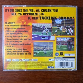 NFL 2K (Sega Dreamcast, 1999) Football Game CIB - VG Condition Fast Shipping