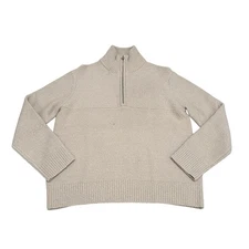 JENNI KAYNE Merino Wool Half Zip Pullover Sweater in Sand Size S