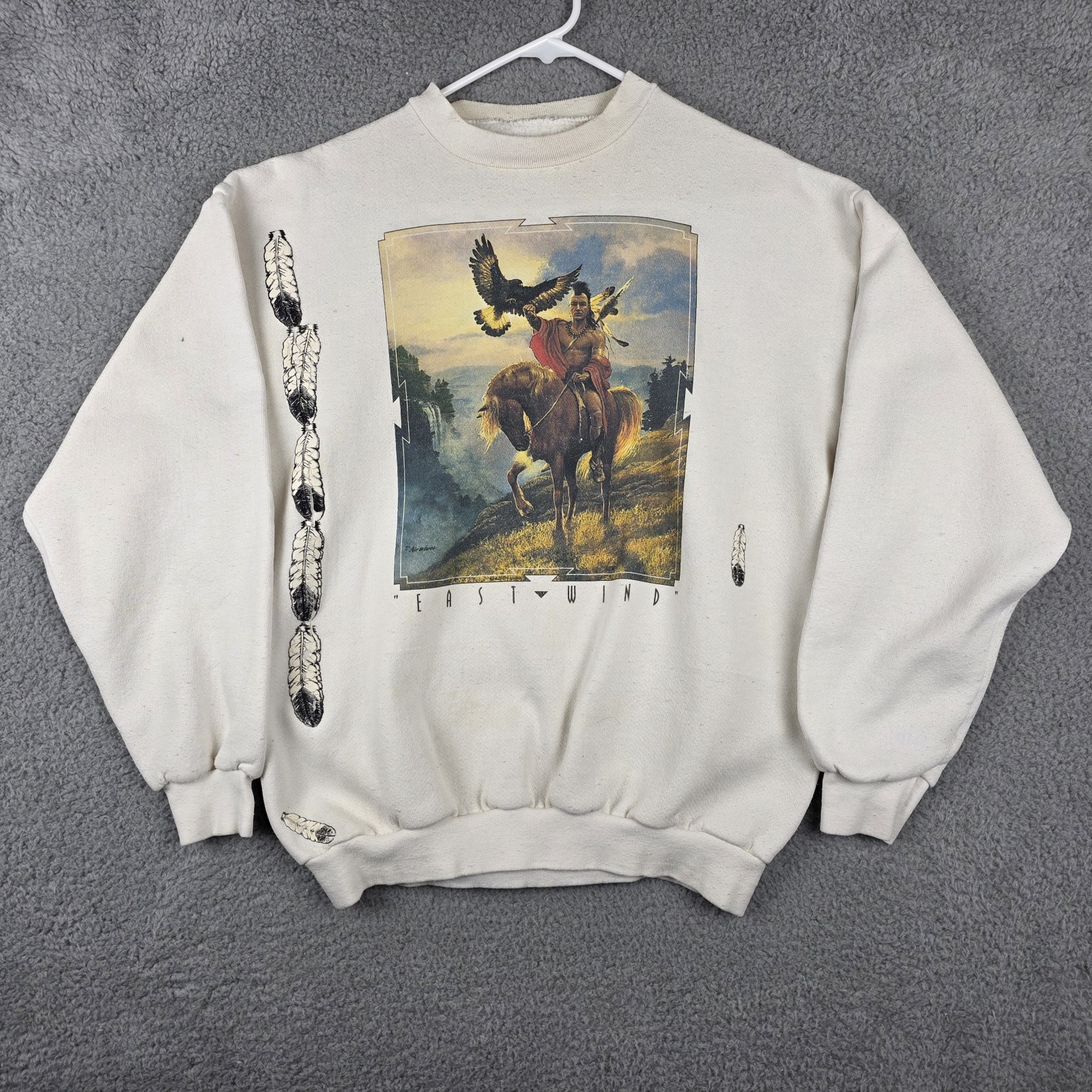 Vintage East Wind Native American Sweater Mens Large Western Art Sweatshirt