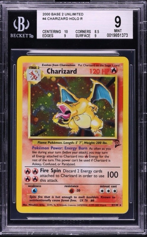 2000 POKEMON GAME BASE II #4 CHARIZARD HOLO RARE BGS 9 *MINT*  (10/9/8.5/9)