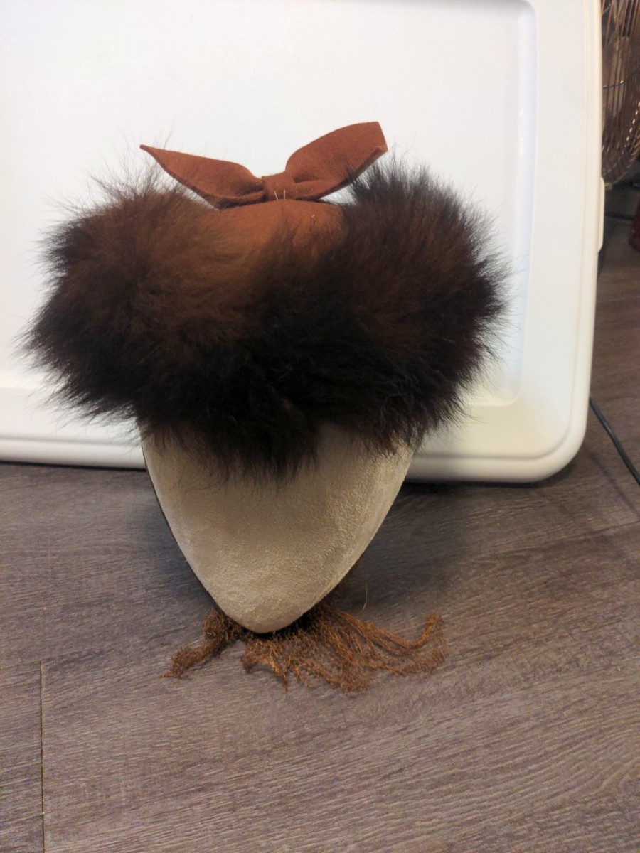 Vintage 50s Brown Mink Hat W/ Bow & Mesh Ribbon By New York  display picture 3