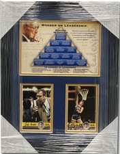 John Wooden Bill Walton Signed 4x6 Cards Pyramid of Succcess UCLA Framed W/ COA