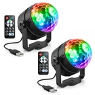 2PCS Party Magic Disco Ball Light LED RGB Rotating Club DJ Stage Lights &Remote