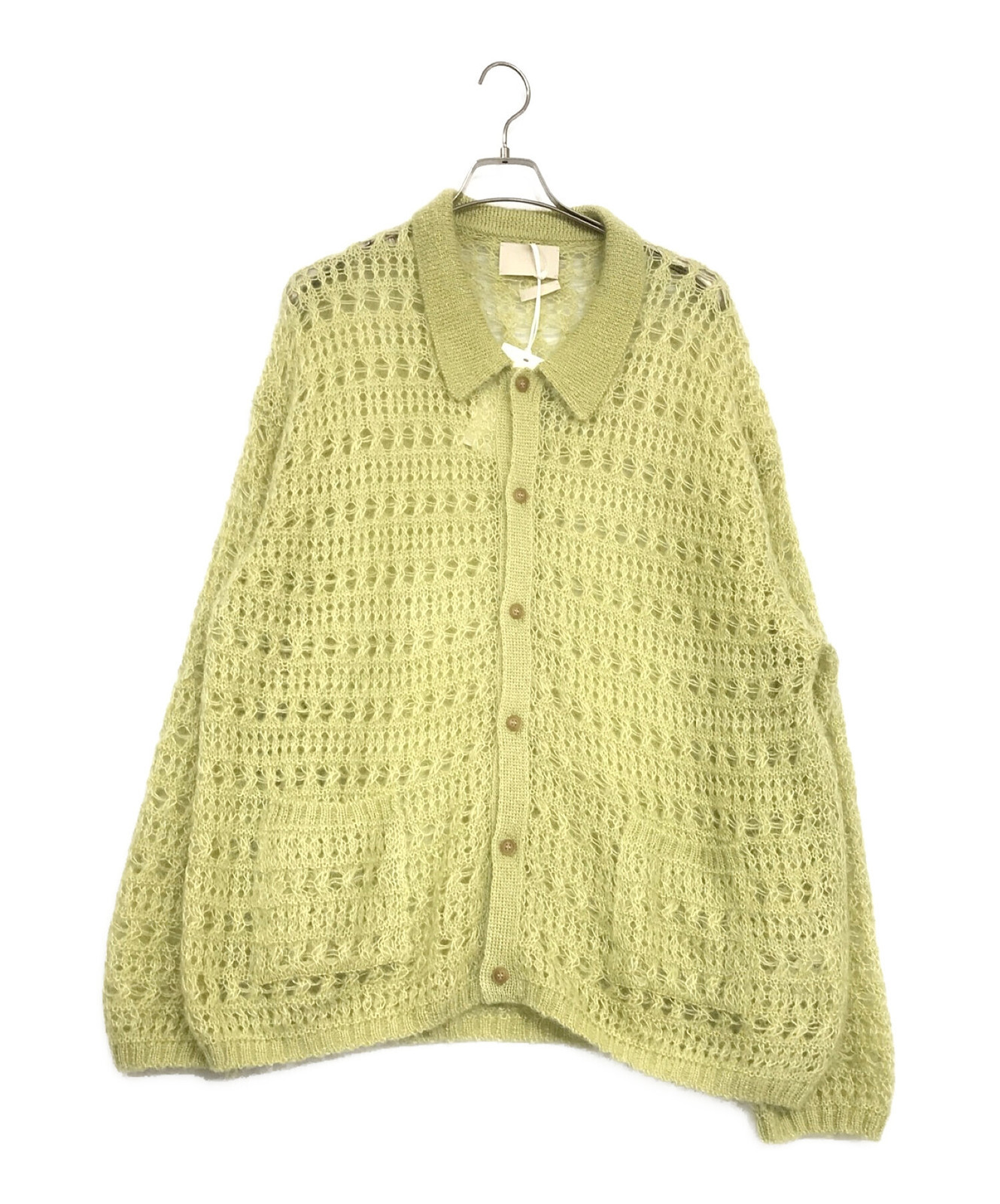 YOKE MOHAIR SILK MESH KNIT SHIRT Size: 3 Lime yellow Men YOKE MOHAIR SILK MESH KNIT SHIRT Size: 3 Lime yellow Men