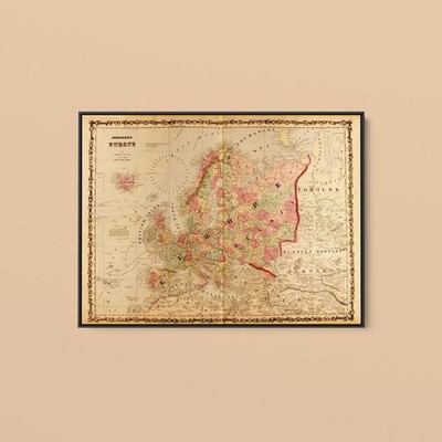 Vintage Maps - Europe - Art Print on Paper or Canvas