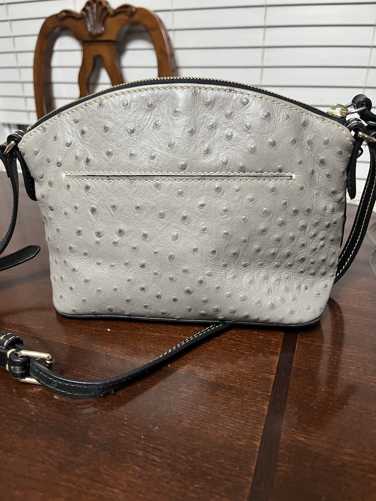 Dooney & Bourke Gray Ostrich Ruby Crossbody Purse - image 9