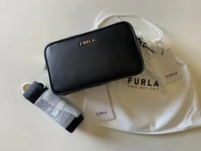 NEW Furla Classic XL WE00600 Leather Crossbody Camera Bag BLACK $278