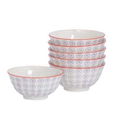 Handbedruckte Müslischalen - 16 cm - lila - 6er Pack