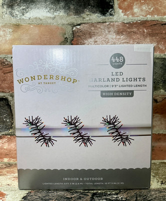 Wondershop 10ft 448 Multicolor LED Mini Lights Christmas Garland Black Wire NIB