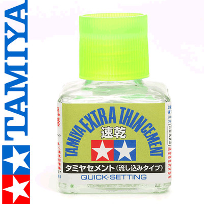 Tamiya EXTRA DÜNNER ZEMENT Quick Set 40ml Applikator Pinsel in Kappe