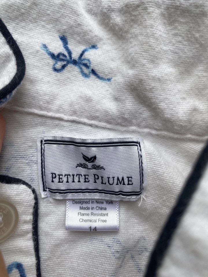 Petite Plume Kid's Luxury Flannel Pajama Set Fanciful Bows, Red, Sz 14 - Image 3 of 4