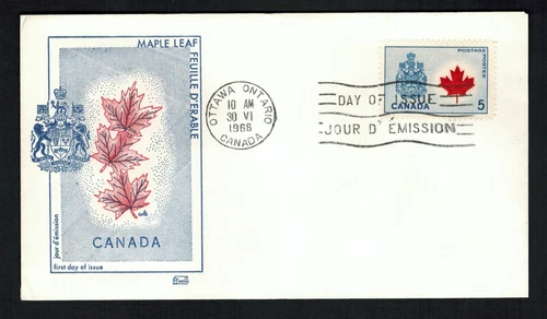 Canada #429A 1966 5¢ Maple Leaf, Harford cachet FDC