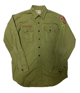 Vintage Boy Scouts Shirt Mens Medium Green Sanforized 1960s Uniform BSOA