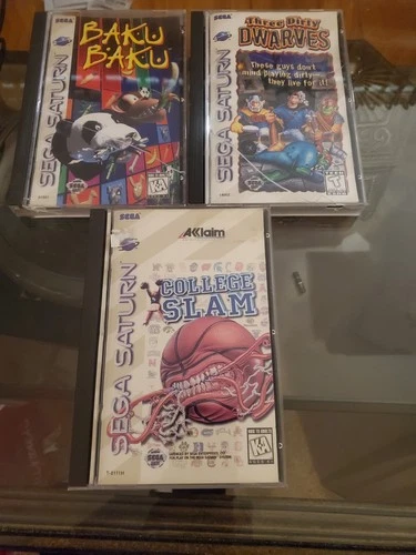 Sega Saturn lot, Three Dirty Dwarves,Baku Baku,College Slam