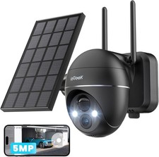 5MP Solar Powered Security Camera Wireless Outdoor, PTZ with Spotlight Siren