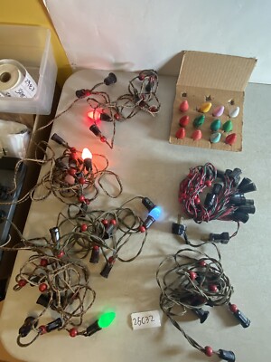 6 Antique Christmas string Lights Tree Lot 25C32