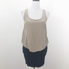 Heather Brand Body Con Cut Out Dress Size Small Black Tan Sleeveless