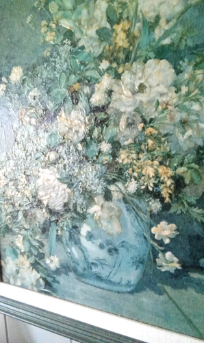 Beautiful Framed Oil On Canvas Floral Arrangement Still Life 24"X20" - Picture 2 of 9