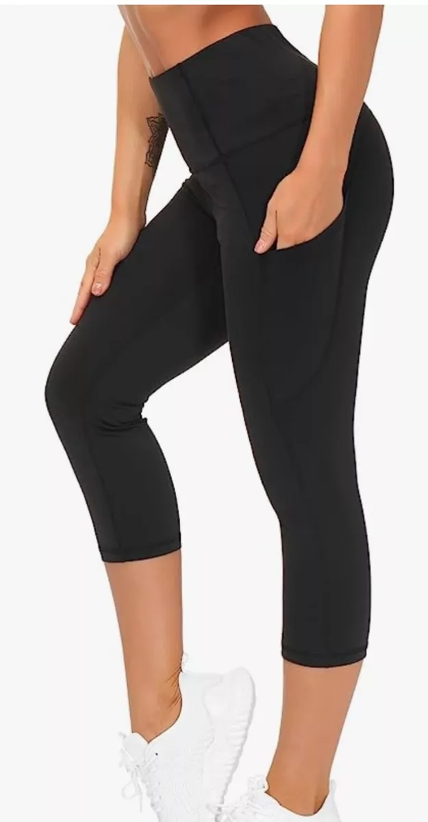 Apana Cropped Yoga Pants Black Compression Yoga Lifestyle Size Large NWT