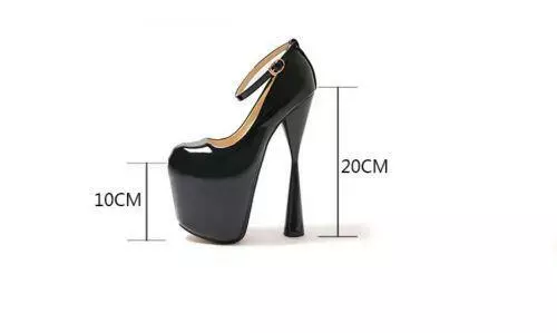 19 cm Damenschuhe mit Stilettoabsatz Vintage Knöchelriemen Plateau Pumps Nachtclub - Bild 7 von 17
