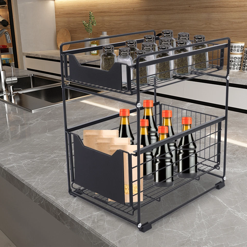 Teleskop Schublade Küchenschublade Ausziehbare Korbauszug Schrankauszug Regal - Immagine 2 di 4