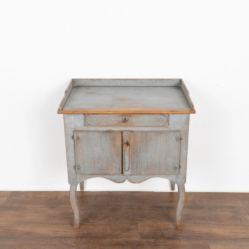 Original Blue Painted Small Cabinet or Nightstand, Sweden circa 1860-80 - Image 3 of 4