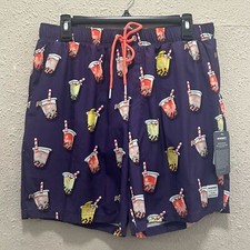 Mosmann Australia Bubble Boba Tea Classic Swim Shorts NWT Purple Size L