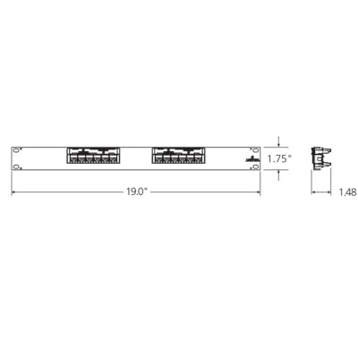 Leviton 69586-U12 Cat 6 UTP Flat 110-Style 12-Port 1RU Patch Panel